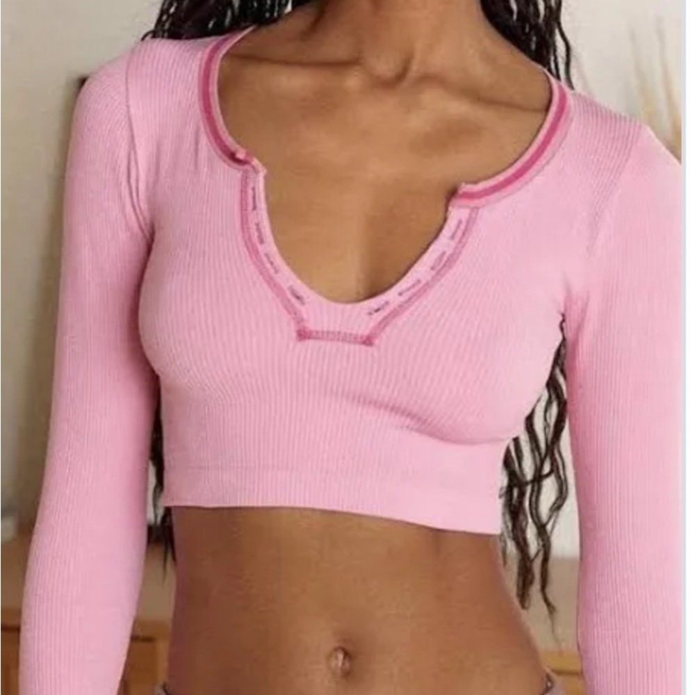 Urban Outfitters Pink V-Neck Crop Top